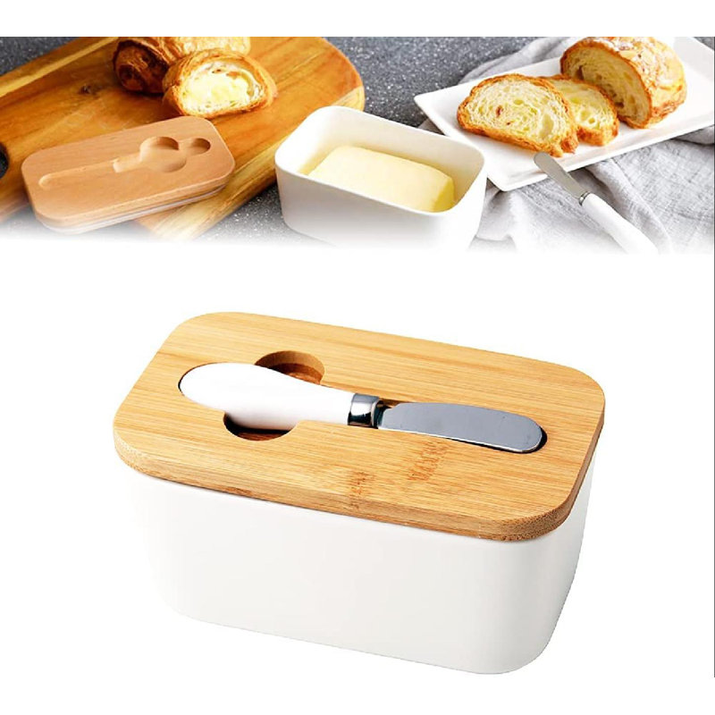 Ivy Bronx Large Butter Dish With Knife Airtight Butter Keeper Covered Butter Storage To Keep